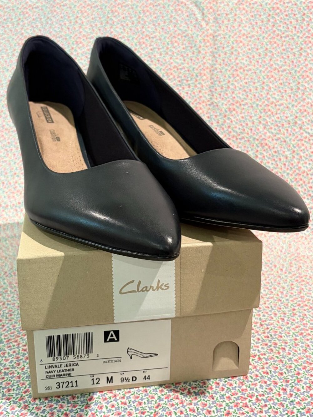 Clarks Linvale Jerica Navy Leather Pumps New in Box Size 12